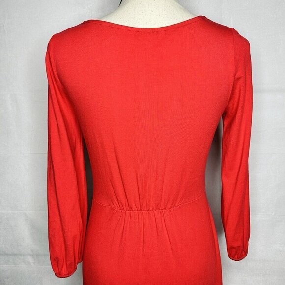 Boden Lucie Dress Size 4 Regular Red / Coral Knit Knee-Length 3/4 Sleeve - Picture 7 of 8